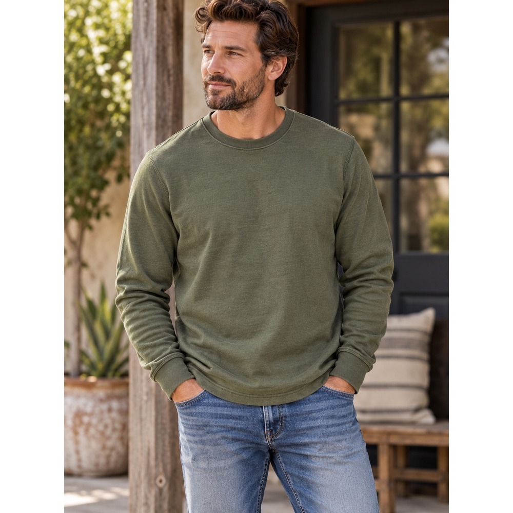 Orvis Mens Medium Olive Green Crewneck Sweatshirt Cotton Blend Outdoor Gorpcore